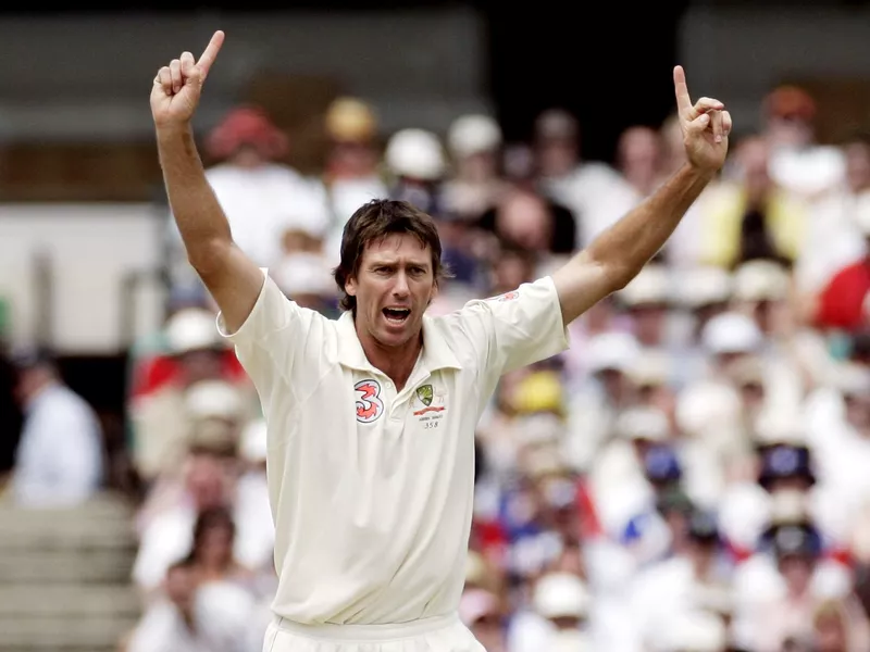 Glenn McGrath celebrates