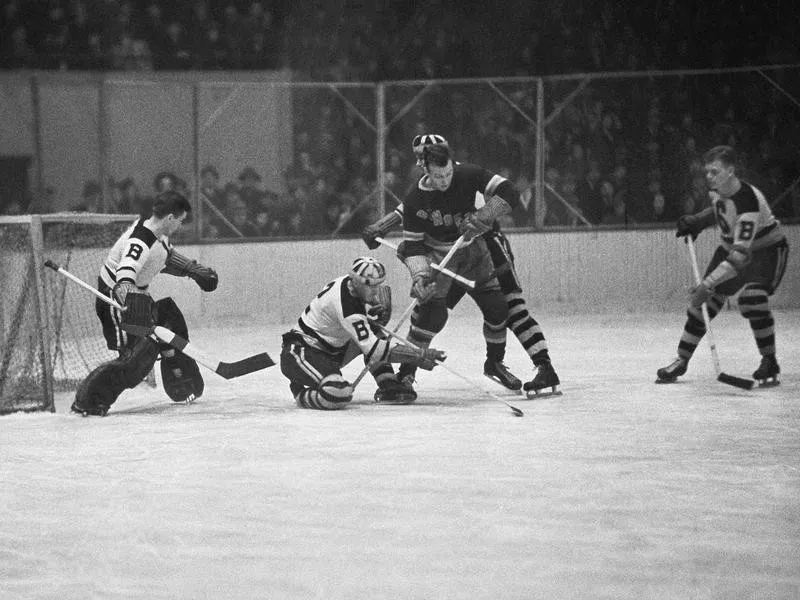 Eddie Shore in action against Rangers