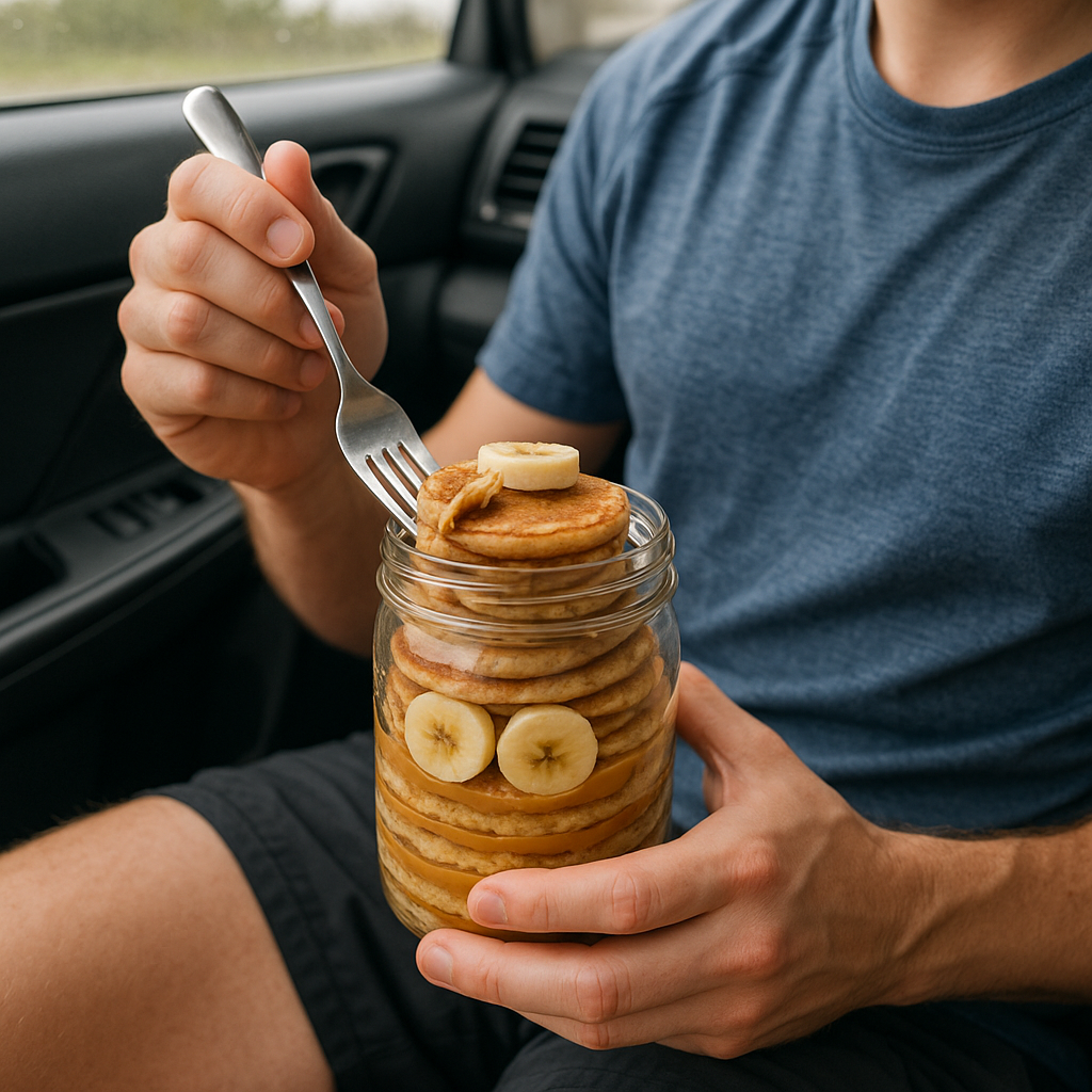 Cottage Cheese Pancake Jar (cold, forkable, no syrup mess)