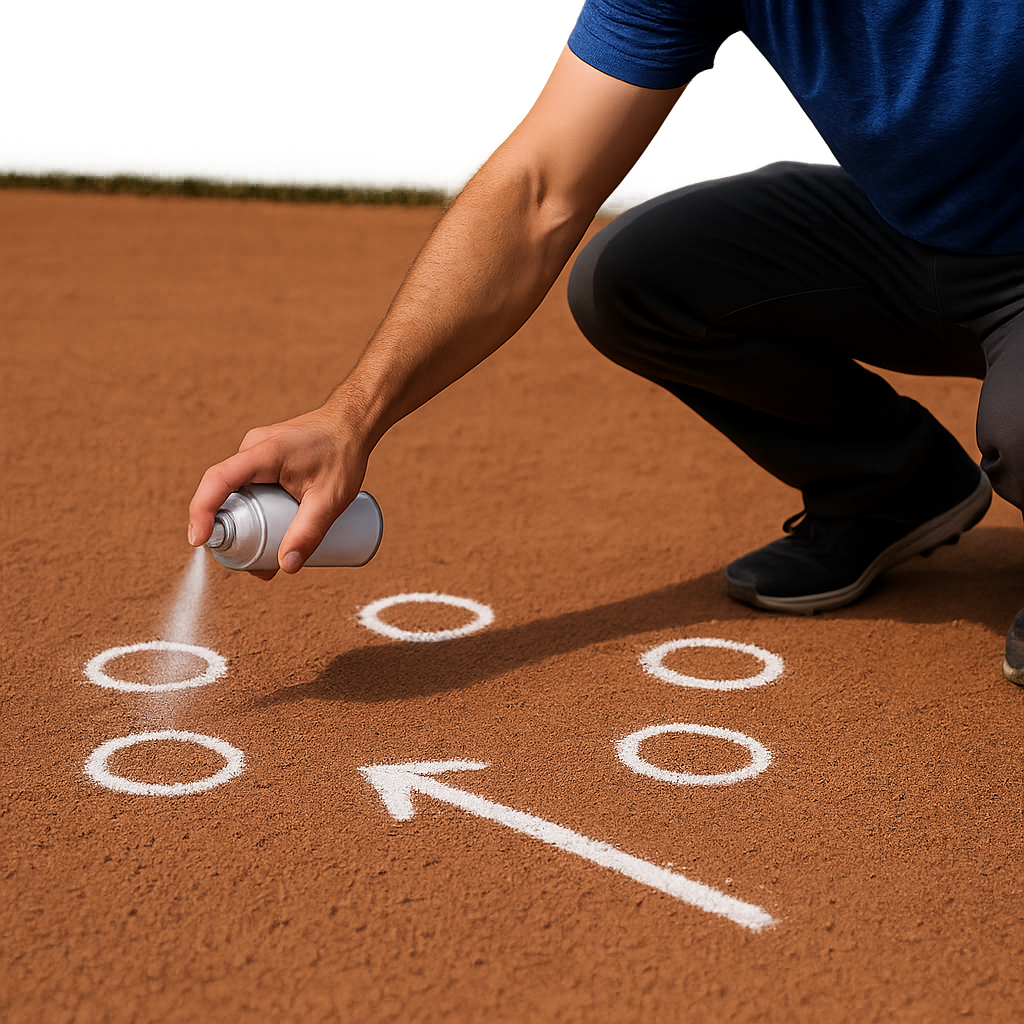 The spray-chalk infield I draw for new assistants