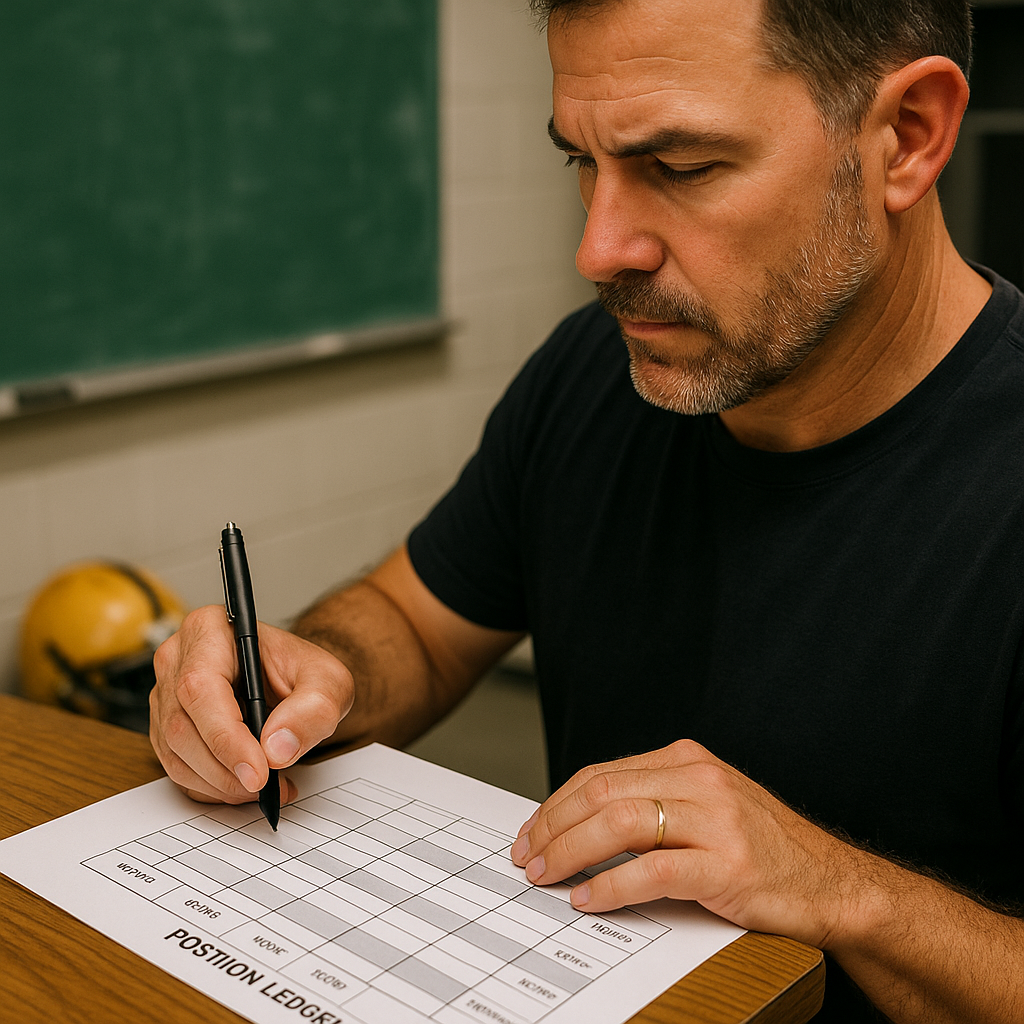 The one-page position ledger I update after every test